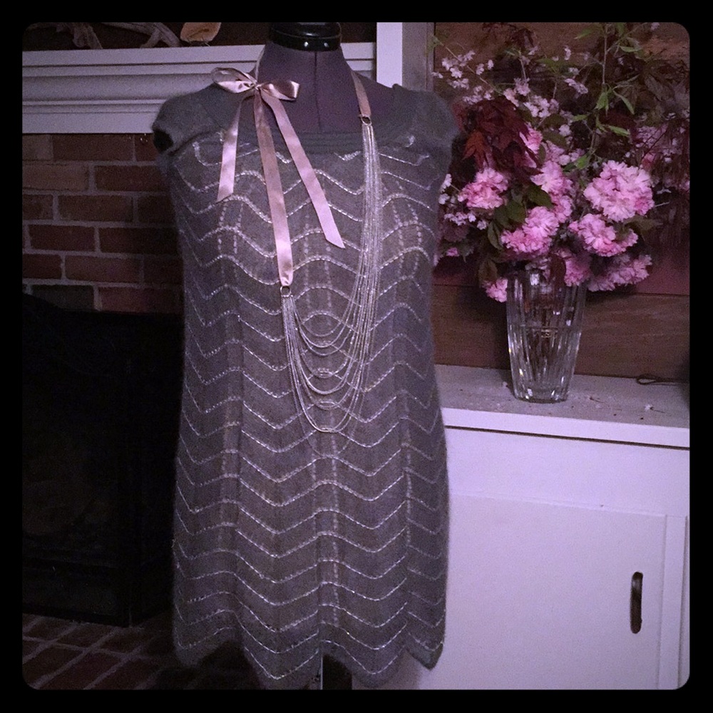 IISLI Misses XS Dress Gray Knit Mohair Wool Blend